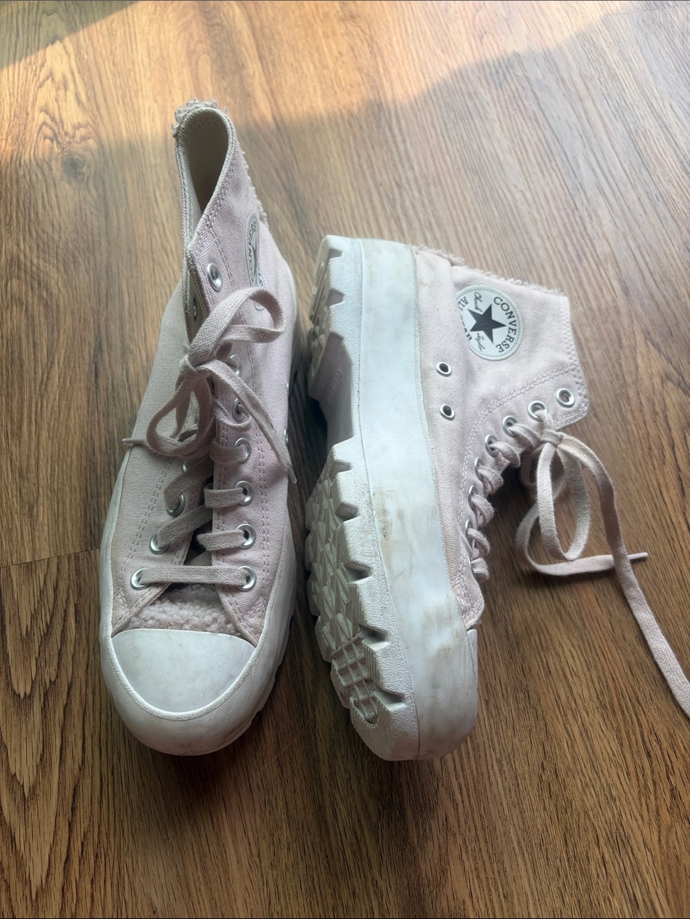 Converse Pale Pink High-Top Platform Sneakers Chunky Heel